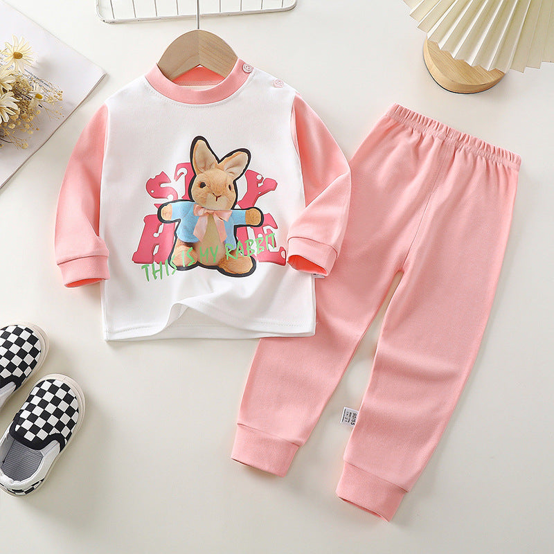 Children's Suit Pure Cotton Baby Clothes Warm Loungewear Autumn Clothes Children's Wear