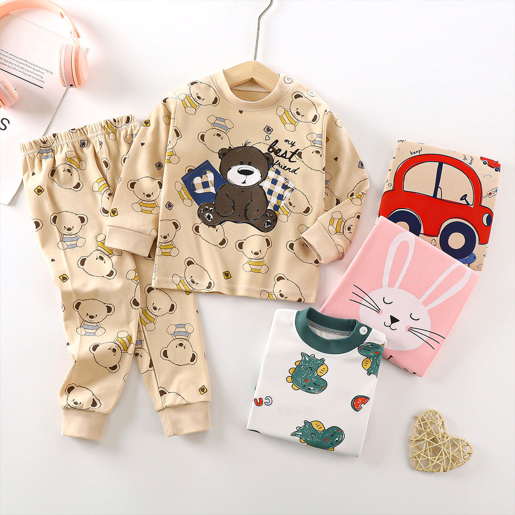 Children's Suit Pure Cotton Baby Clothes Warm Loungewear Autumn Clothes Children's Wear