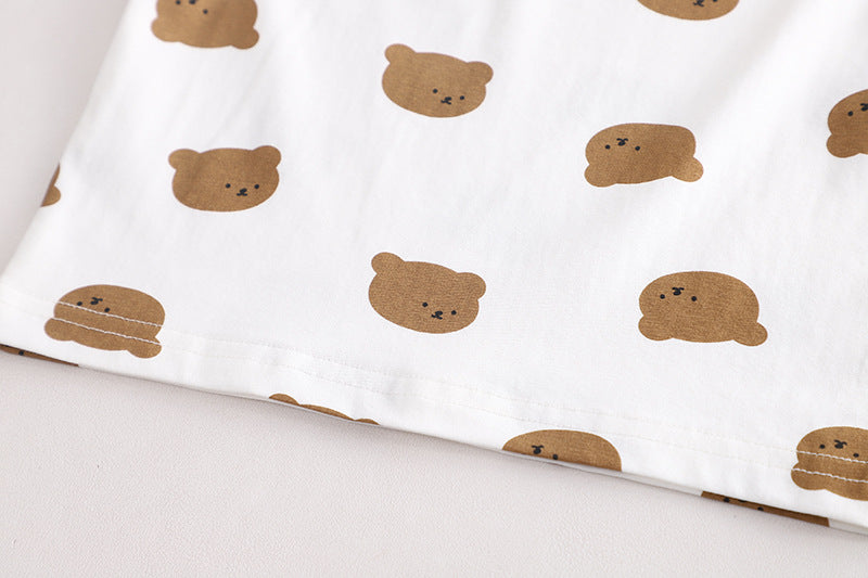 Bear Brother Short Sleeve Strap Kids Clothes Two-piece Suit