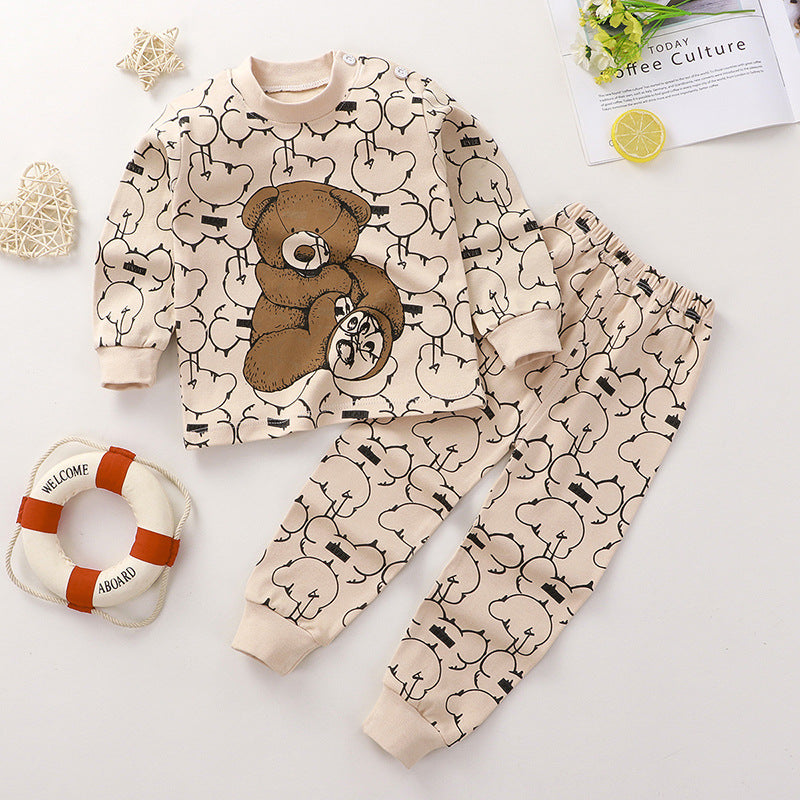Children's Suit Pure Cotton Baby Clothes Warm Loungewear Autumn Clothes Children's Wear