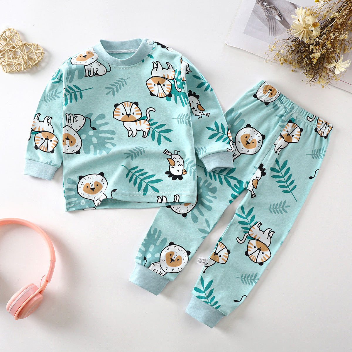 Children's Suit Pure Cotton Baby Clothes Warm Loungewear Autumn Clothes Children's Wear
