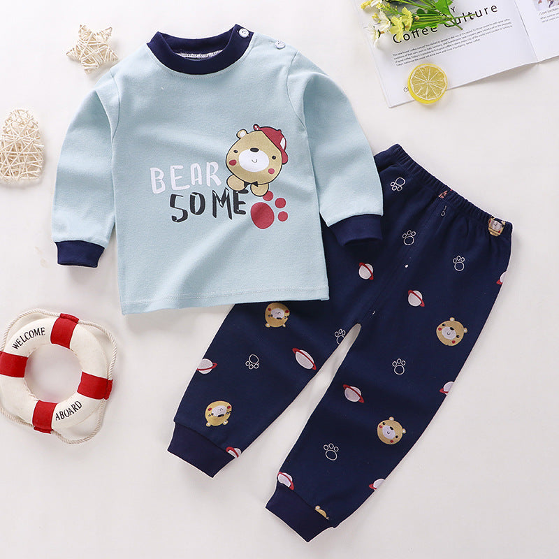 Children's Suit Pure Cotton Baby Clothes Warm Loungewear Autumn Clothes Children's Wear
