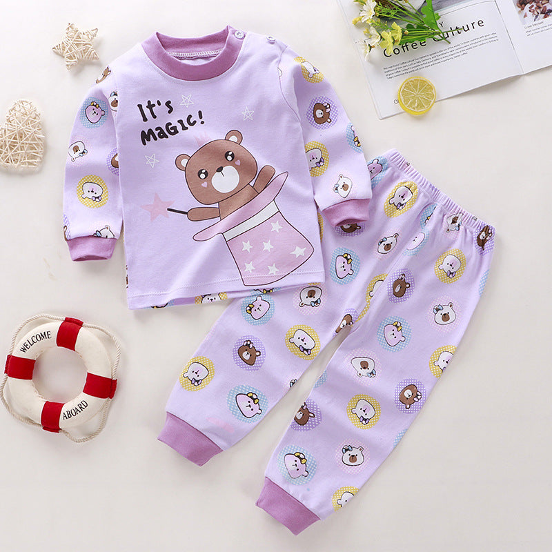 Children's Suit Pure Cotton Baby Clothes Warm Loungewear Autumn Clothes Children's Wear