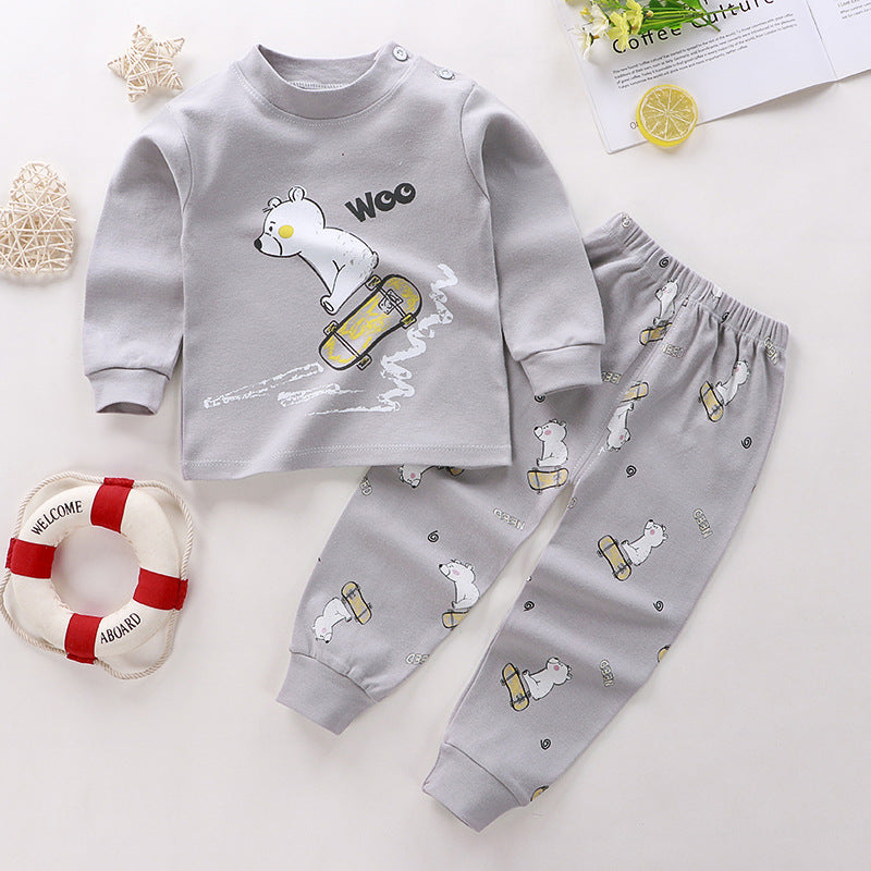Children's Suit Pure Cotton Baby Clothes Warm Loungewear Autumn Clothes Children's Wear