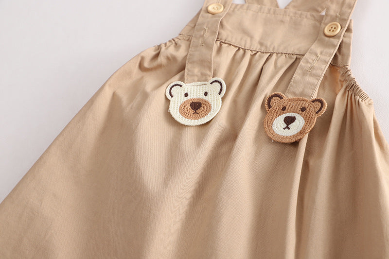 Bear Brother Short Sleeve Strap Kids Clothes Two-piece Suit